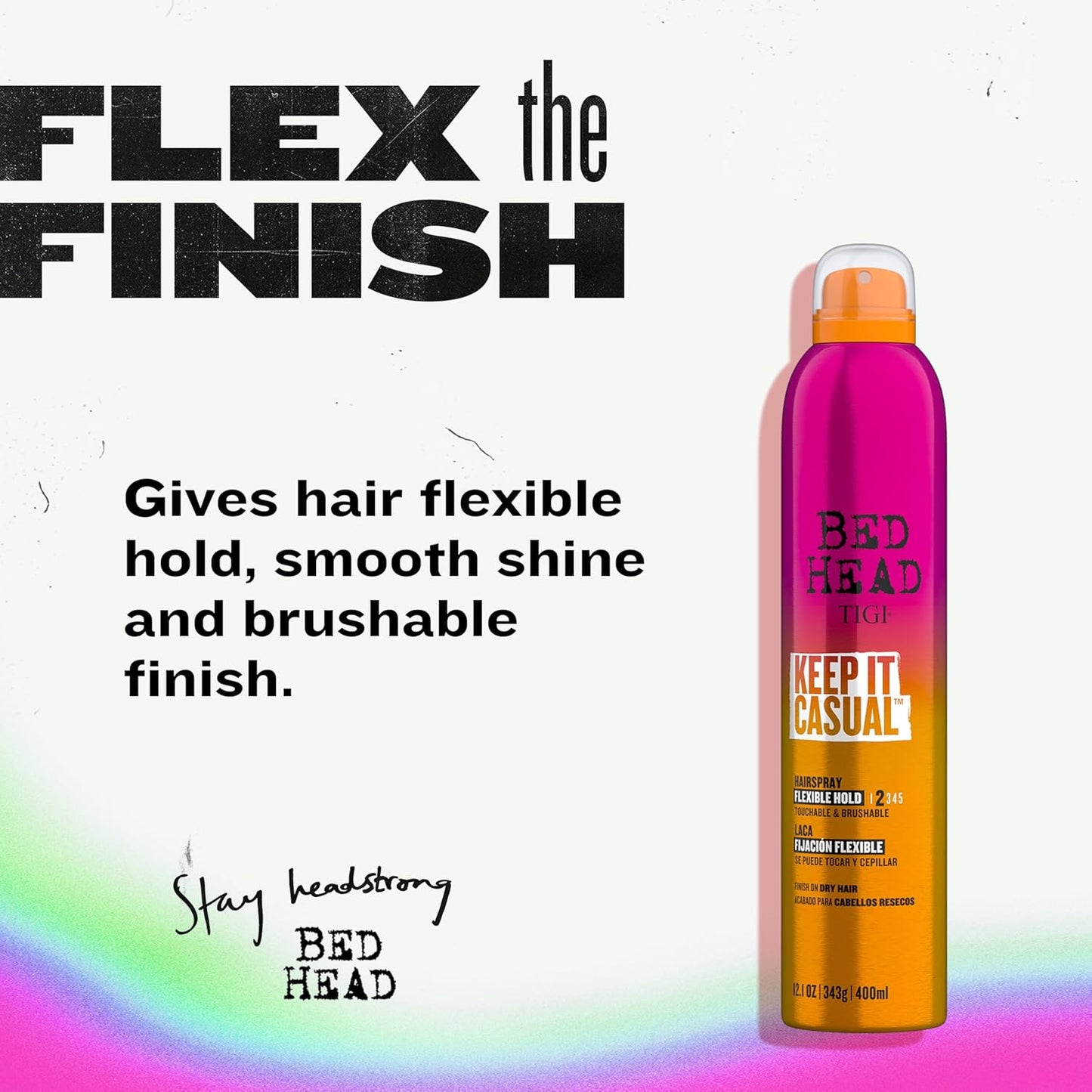 TIGI Bed Head Frizz Control Flexible Hold Hairspray for Long Lasting and Flexible Hold, Keep It Casual Brushable Hair Spray, 9.1 Oz
