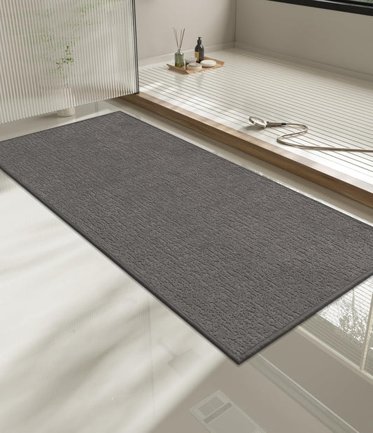 chakme Bathroom Rugs Mat 59x24, Ultra Thin Non Slip Bath Mat Quick Dry Absorbent Bath Mat for Bathroom Floor, (Dark Grey, 59"x24")