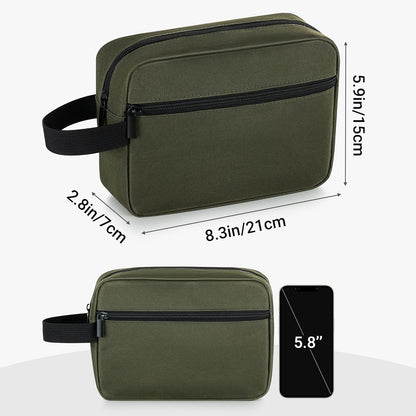 Elviros Travel Toiletry Bag for Women and Men, Lightweight Makeup Bag Hanging Dopp Kit with Shaving Compartment Cosmetic Organizer Small Tool Bag Travel Essentials, Army Green
