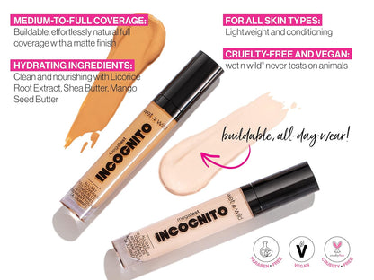 wet n wild Mega Last Incognito All-Day Full Coverage Liquid Matte Concealer, Medium Neutral