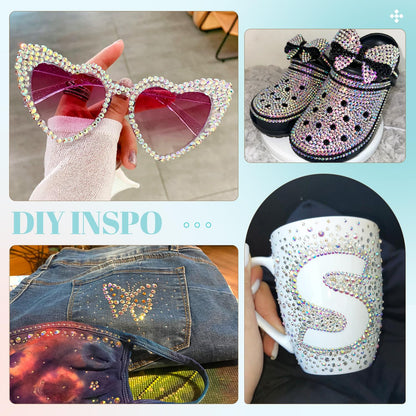 6100Pcs Jelly Resin Rhinestones for Crafting with 2Pcs 10ml B7000 Jewelry Glue, 1 Box Flatback Crystals Diamond (Clear AB) for Bedazzling Crafts DIY Nail Art Non Hotfix Gems for Clothing Shoes