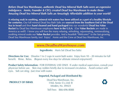 Dead Sea Warehouse-Amazing Minerals Dead Sea Bath Salts,100% Full Mineral Therapeutic Bath Salts, Detoxifying & Moisturizing, Exfoliating for Dry Skin, Unscented(5 lbs)