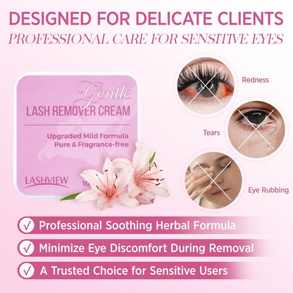 LASHVIEW Eyelash Extension Remover Cream - 1-3 Minutes Fast & Gentle Removal, Low Irritation Gel Texture for Sensitive Skin, Infused with Lily, 10g