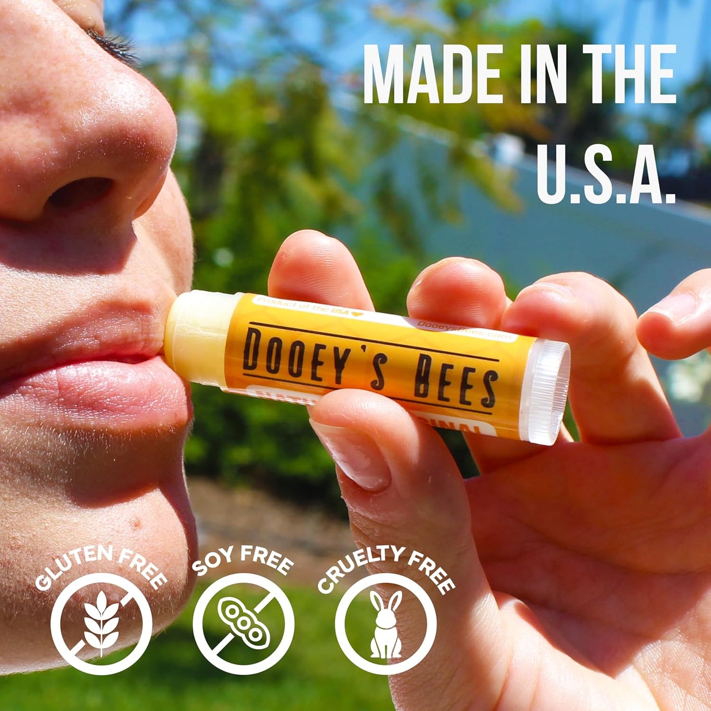 Dooey's Bees All Natural Handmade Beeswax Based 3 Ingredient Lip Balm, 4 Count (4 - Pack, Natural Original)
