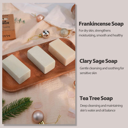 3 Pack Essential Oil Soap Bars Pure Plant Body Soap Bar Natural Face Bath Bar Frankincense Soap Cold Process Rich Creamy Lather-Long Lasting Complex Infused with Olea Cocos Vitamin E 3.5 oz Each