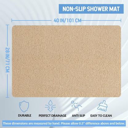 Non-Slip Bathtub Mat, Anti Slip Shower Mat, Fast Drying Bathtub Mats, Foot Scrubber Mat, Anti Slip Mat for Tub, Floor, Bathroom, Kitchen, Home, Hotel (Beige 40"×28")