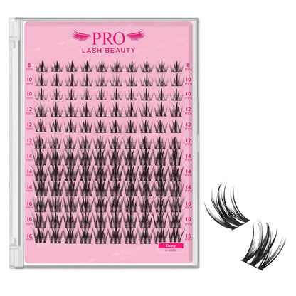 PRO LASHBEAUTY Lash Clusters, Eyelash Clusters 8-18 Mixed Cluster Eyelash Extensions Mixed Lash Extension Reusable Soft & Comfortable (Dewy,8-18mix)