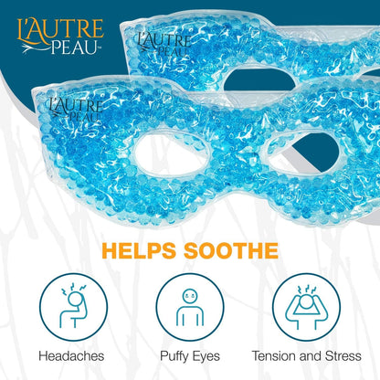 USA Merchant - 2 Redesigned Therapeutic Spa Gel Bead Eye Masks - Hot/Cold Reusable Ice Packs with Flexible Beads - Compress Therapy for Puffy Eyes, Dark Circles, Headaches, Migraines, Stress Relief