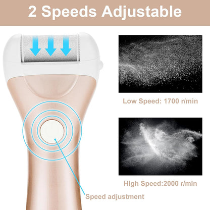 Callus Remover for Feet, Nicebirdie Electric Foot File Callus Removers Rechargeable Waterproof Pedicure Tools Foot Scrubber Shaver Feet Care Tool for Cracked Heels Dead Skin （Golden）