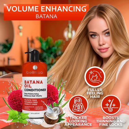 BELLISSO Batana Oil Conditioner for Women and Men - Sulfate Free, Volumizing Treatment for Thinning Hair - Thickening, Volume Boost - 16 Fl Oz