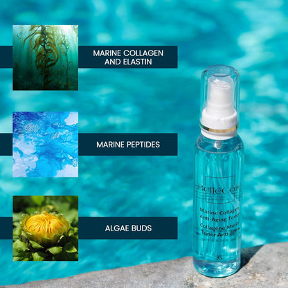 Marine Collagen Anti Aging Toner - Face Mist Hydrating Spray with Peptides, Unisex Skin Care Facial Toner, Reduces Redness, Wrinkles, Dry Skin Setting Spray | Green Tea & Aloe Vera Extract (4 Fl oz)