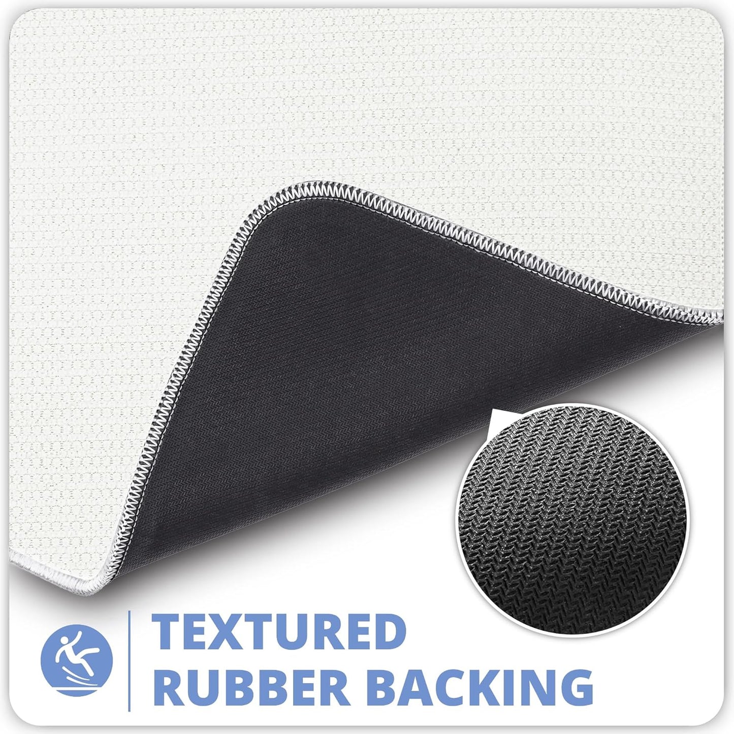 Bath Mat,Ultra Thin Bathroom Runner Rugs,Large Bath Mats for Bathroom,Quick Dry,Non-Slip,Machine Washable,Low Pile,Bath Rug,Shower Outside,Sink,Home Decor Accessories.White,1'5"x2'11"（17x35inch）