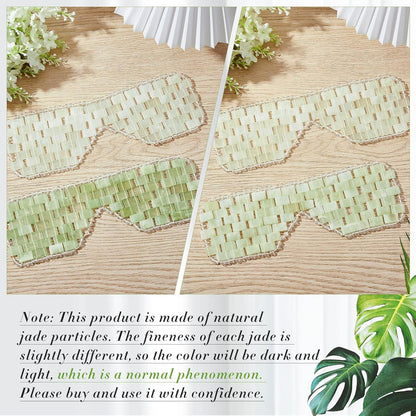 Hercicy 2 Pcs Jade Eye Mask Green Jade Stone Eye Mask Facial Cooling Mask for Alleviate Puffiness Face Massage Relax Eyes Relieve Migraine Meditation Beauty