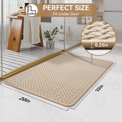 Bathroom Rugs Non Slip, Super Absorbent Quick Dry Bath Mat, Foam Weave Texture Rubber Backing Ultra Thin Bathroom Mats Fit Under Door Bathroom Floor Bathtub Shower
