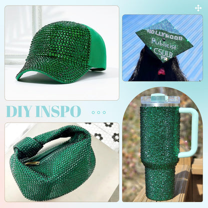 6100Pcs Resin Rhinestones for Crafting with 2Pcs 10ml B7000 Jewelry Glue, 1 Box Flatback Crystals Diamond (Emerald Green) for Bedazzling Crafts DIY Nail Art Non Hotfix Gems for Clothing Shoes