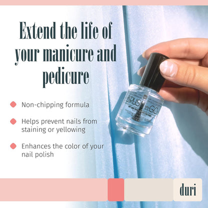 duri Brush’n Go Dry and Shine Speedy Top Coat and Drop'n Go Nail Polish Drying Drops - Fast Dry Top Coat Nail Polish Combo Pack