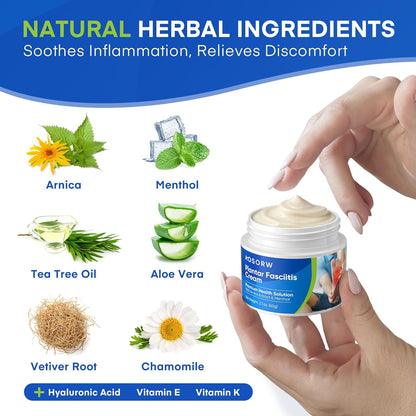 Plantar Fasciitis Relief Cream - Natural Herbal Formula for Foot, Heel Spur, Ankle, Leg & Hand Discomfort - Premium Health Care Products - 60g / 2.1 Oz (Pack of 1)