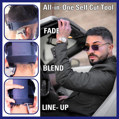 Self Haircut Kit for Men | 2Pcs SelfCut Guide for Men: Neckline Shaving Template & Fade Guide | Adjustable Size Hair Fade Tool & Stable Neck Line Up Tool | Hair Cut for Kids & Seniors