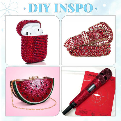 6000Pcs Resin Rhinestones for Bedazzling with 3Pcs B7000 Jewelry Glue, 1 Box Dark Red Flatback Rhinestones for Crafting Crafts DIY, Crystals Gems for Clothing Shoes Tumblers Nail Art Makeup