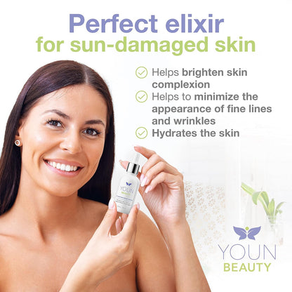 YOUN Beauty 20% Vitamin C Face Serum with Hyaluronic Acid, Ferulic Acid & Vitamin E by Holistic Plastic Surgeon Dr. Anthony Youn | Antioxidant Serum for Face for Skin Hydration, 60 ml