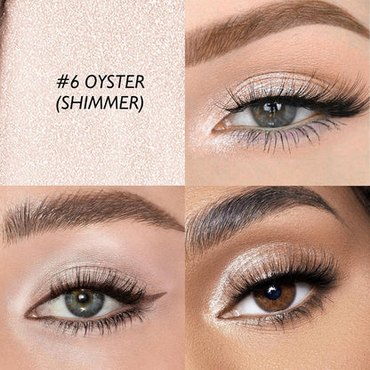 Eyeshadow Stick Shimmer Waterproof Long Wear Eye Brightener Cream to Powder Glitter Eye Shadow Crayon High Pigmented Highlighter Eye Liner Pencil Makeup Crease-Proof Buildable Color, 6 OYSTER