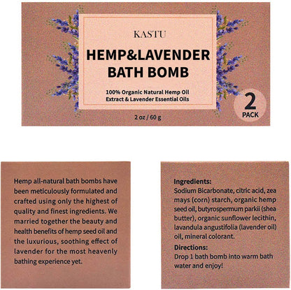 Bath Bombs,2 Pack Fizzy Spa Gift Natural Hemp Oil Extract and Lavender Essential Oils Bath for Moisturizing Dry Skin,Relaxing,Bubble Bath for Gifts Idea for Men Women