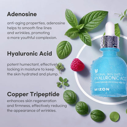 MIZON Hyaluronic Acid 100 Serum – Pure Hyaluronic Acid for Deep Hydration, Plumping & Skin Barrier Support – Lightweight K-Beauty Ampoule for Glass Skin Glow (1.01 fl. oz)