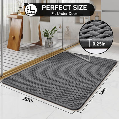 Bathroom Rugs Non Slip, Super Absorbent Quick Dry Bath Mat, Foam Weave Texture Rubber Backing Ultra Thin Bathroom Mats Fit Under Door Bathroom Floor Bathtub Shower
