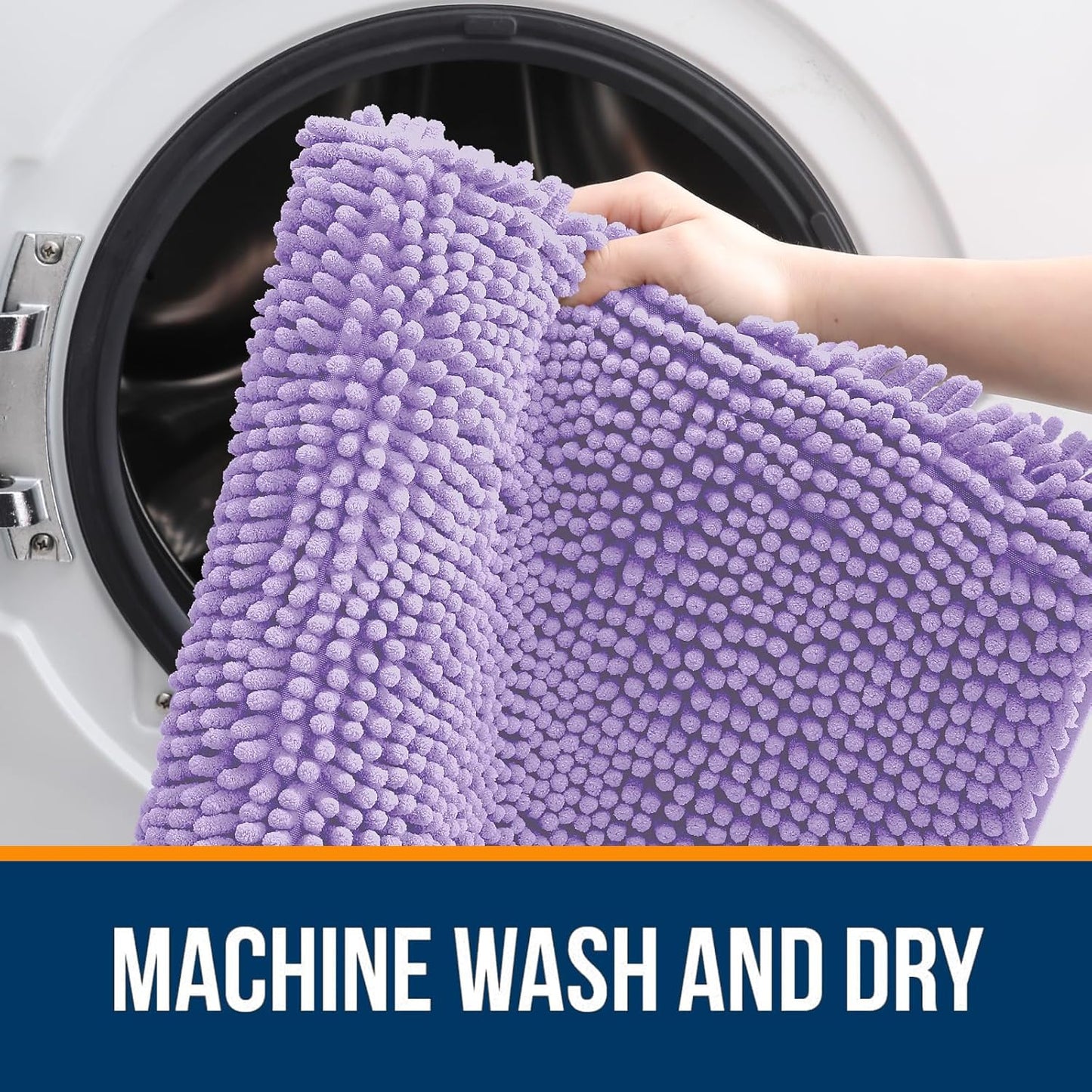 OLANLY Bathroom Rugs 70x24, Extra Soft Absorbent Chenille Bath Rugs, Rubber Backing Quick Dry, Machine Washable Bath Mats for Bathroom Floor, Tub and Shower, Home Decor Accessories, Lavender