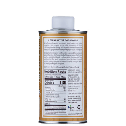 La Tourangelle, Organic Regenerative Sunflower Oil, High Heat Cooking and Skin Care Oil, Sustainable, Non-GMO, 16.9 fl oz