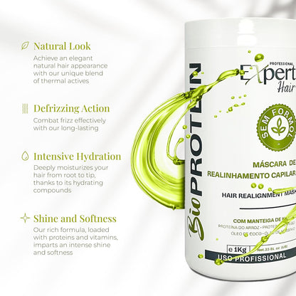 Bio Protein Botox Hair Treatment - Formaldehyde-Free Straightening, Anti-Frizz Keratin with Organic Keratin for Sleek Hair, 1kg