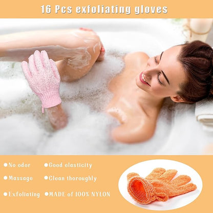 Bath gloves,16 pcs exfoliating bath