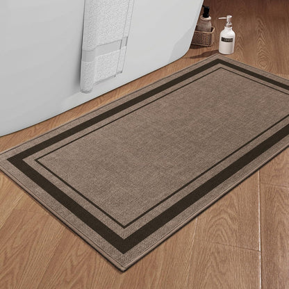 chakme Bathroom Rugs Mat 47x24, Ultra Thin Non Slip Bath Mat Large Quick Dry Absorbent Bath Mat for Bathroom Floor, (Dark Beige, 47"x24")