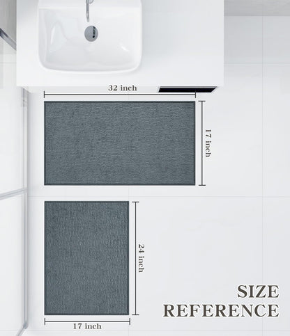 chakme Bathroom Rug Sets 2 Piece, Ultra Thin Bath Mat Quick Dry Bath Mat Set, Absorbent Bath Mat for Bathroom Non Slip Machine Washable, (Light Blue, 2 Piece)