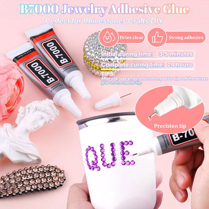 30000Pcs Resin Purple Rhinestones for Bedazzling Crafting with b7000 Jewelry Glue, Bulk Flatback Gems Bedazzler Kit for Crafts Clothes Shoes Fabric Nail Diamond Art, Assorted Size 2/3/4/5/6mm