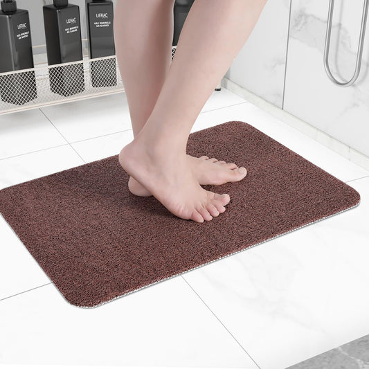 Non-Slip Bathtub Mat, Anti Slip Shower Mat, Fast Drying Bathtub Mats, Foot Scrubber Mat, Anti Slip Mat for Tub, Floor, Bathroom, Kitchen, Home, Hotel (Brown 24"×16")
