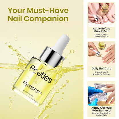 Beetles Cuticle Oil: Olive Oil for Nails Repair & Cuticle Oil | Allergy Relief for Gel Polish Users | Fast Soothing, Deep Nourishment