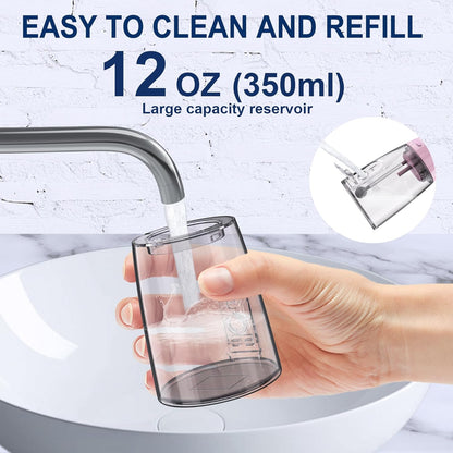 Water Dental Flosser for Teeth - 350ML Large Tank 5 Modes & 6 Tips Cordless, Oral Irrigator Waterproof, Portable Teeth Cleaning and Flossing with Effective Plaque Remover for Adults (Pink)