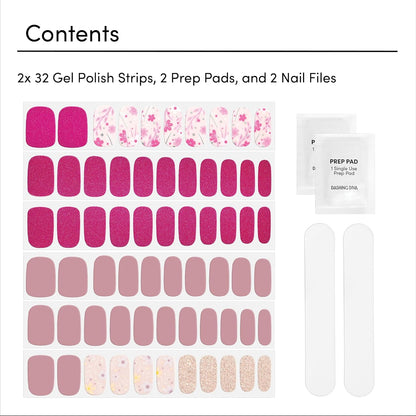 Dashing Diva Gloss Nail Strips Bundle - The Moody Florals Collection - Fleur Flair & Olive Branch - UV Free, Chip Resistant, Long Lasting Gel Stickers - Contains 2 Sets