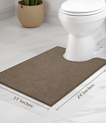 chakme Bathroom Rugs Mat U-Shaped 24x17, Ultra Thin Non Slip Bath Mat Small Quick Dry Absorbent Bath Mat for Bathroom Floor, (Coffee, U-24"x17")