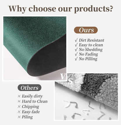Bath Mat Rugs 32x17 - Diatomaceous Earth Bath Mat Quick Dry Absorbing Bathroom Rugs Rubber Non Slip Thin Bathroom Mat Fit Under Door, Bath Mat for Bathroom Floor, Tub and Shower, Sink, Dark Green