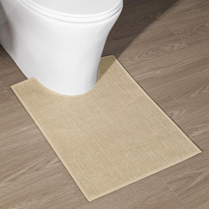 chakme Bathroom Rugs Mat U-Shaped 24x17, Ultra ThinNon Slip Bath Mat Small Quick Dry Absorbent Bath Matfor Bathroom Floor, (Light Beige, U-24"x17")