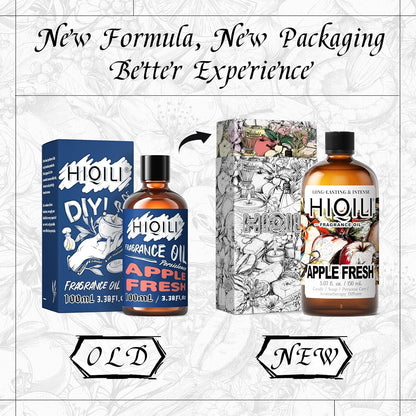 HIQILI Apple Fresh Fragrance Oil for Home Diffuser, Candles, Soaps, Bath Bombs & Perfume Making, Long-Lasting Fruity Scent - 5.07 Fl Oz