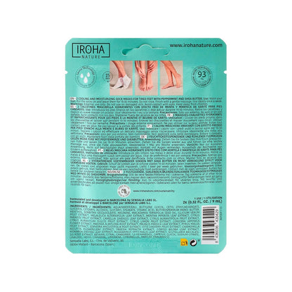 IROHA NATURE Relaxing Foot Mask Socks | 4 Pairs | Peppermint & Shea Butter | Intensive Treatment for Tired Feet | Cooling Effect | Natural & 100% Vegan | Moisturizing Foot Mask