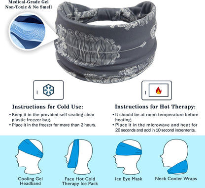 Crimmy Migraine Headache Relief Cap, Cooling Gel Headband Neck Wrap Hat Mask, Soothing Ice Pack Head Face Cold Compress for Tension Stress & Hangover