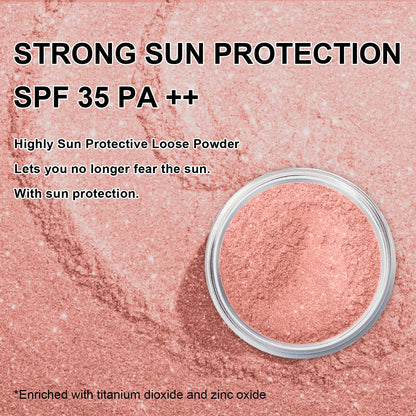 Mineral Powder Blush, SPF 35, Sunscreen Shimmer Loose Mineral Blush, Natural Face Glow Powder, Buildable Coverage for Healthy-looking Color (#07 Shine Rose BlushMakeup)