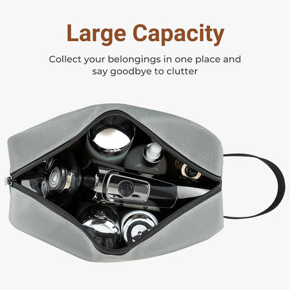 Elviros Travel Toiletry Bag for Women and Men, Lightweight Makeup Bag Hanging Dopp Kit with Shaving Compartment Cosmetic Organizer Small Tool Bag Travel Essentials, Dark Grey