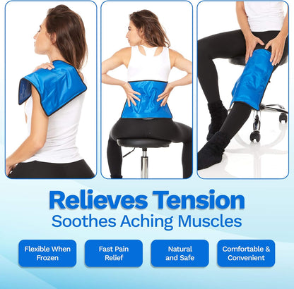 4 Pack XXL Reusable Hot and Cold Gel Ice Packs for Injuries | Cold Compress, Ice Pack, Gel Ice Packs, Cold Pack, ice Pack, Cold Packs for Injuries | 11x14.5 in