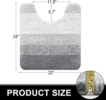 OLANLY Luxury Toilet Rugs U-Shaped 24x20, Extra Soft and Absorbent Microfiber Bathroom Rugs, Non-Slip Plush Shaggy Bath Mat, Machine Wash Dry, Contour Bathroom Mats for Toilet Base, Light Grey