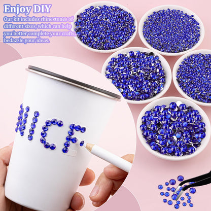 25000Pcs Resin Rhinestones for Crafting, Royal Blue 2-6mm Mixed Sizes Non Hotfix Flatback Gems, Bedazzling Crystal for DIY Crafts Clothing Tumblers Mugs Shoes Fabric Nail Art